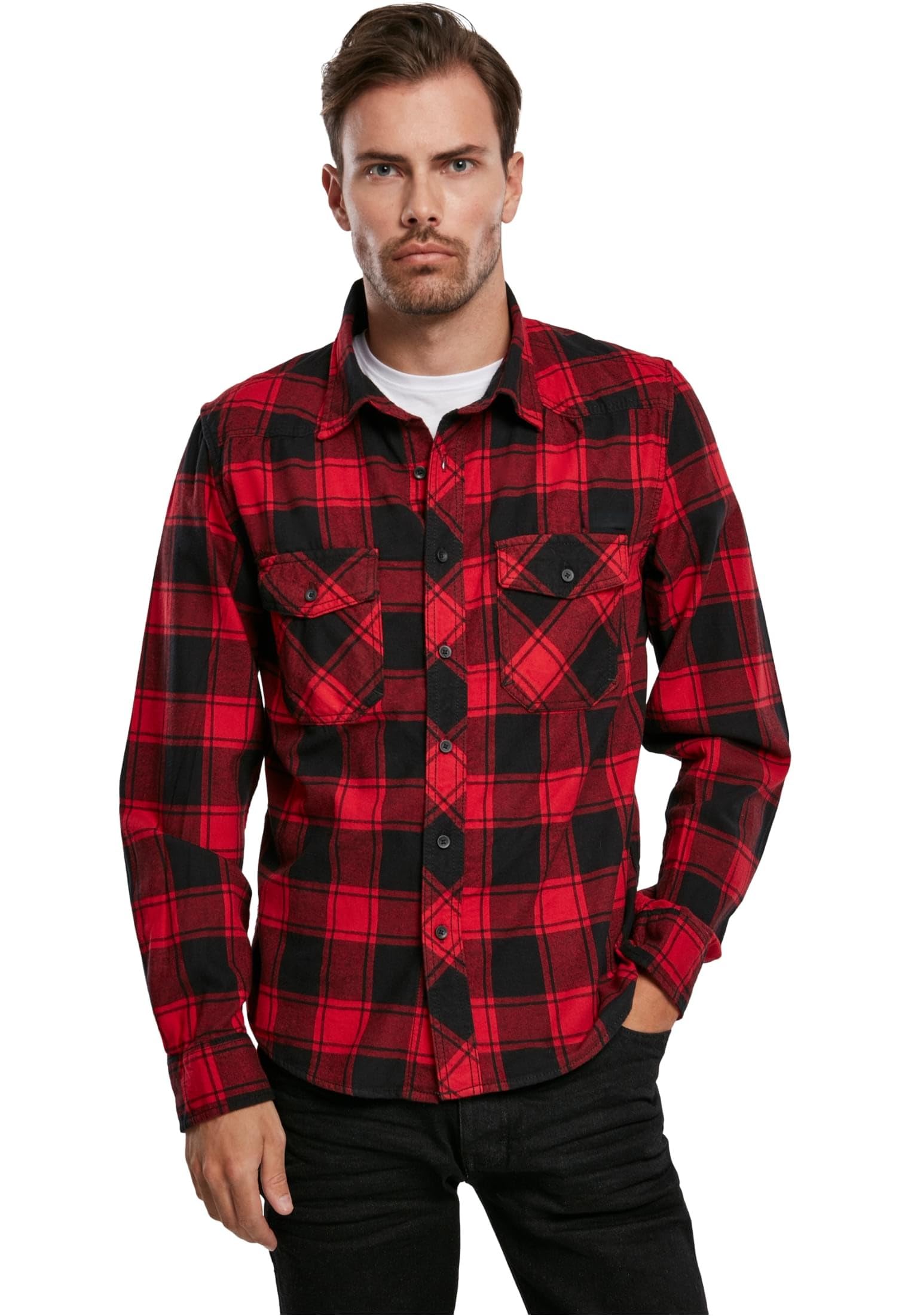 Brandit Check Shirt Long Sleeve, color: red/black, size: 4XL