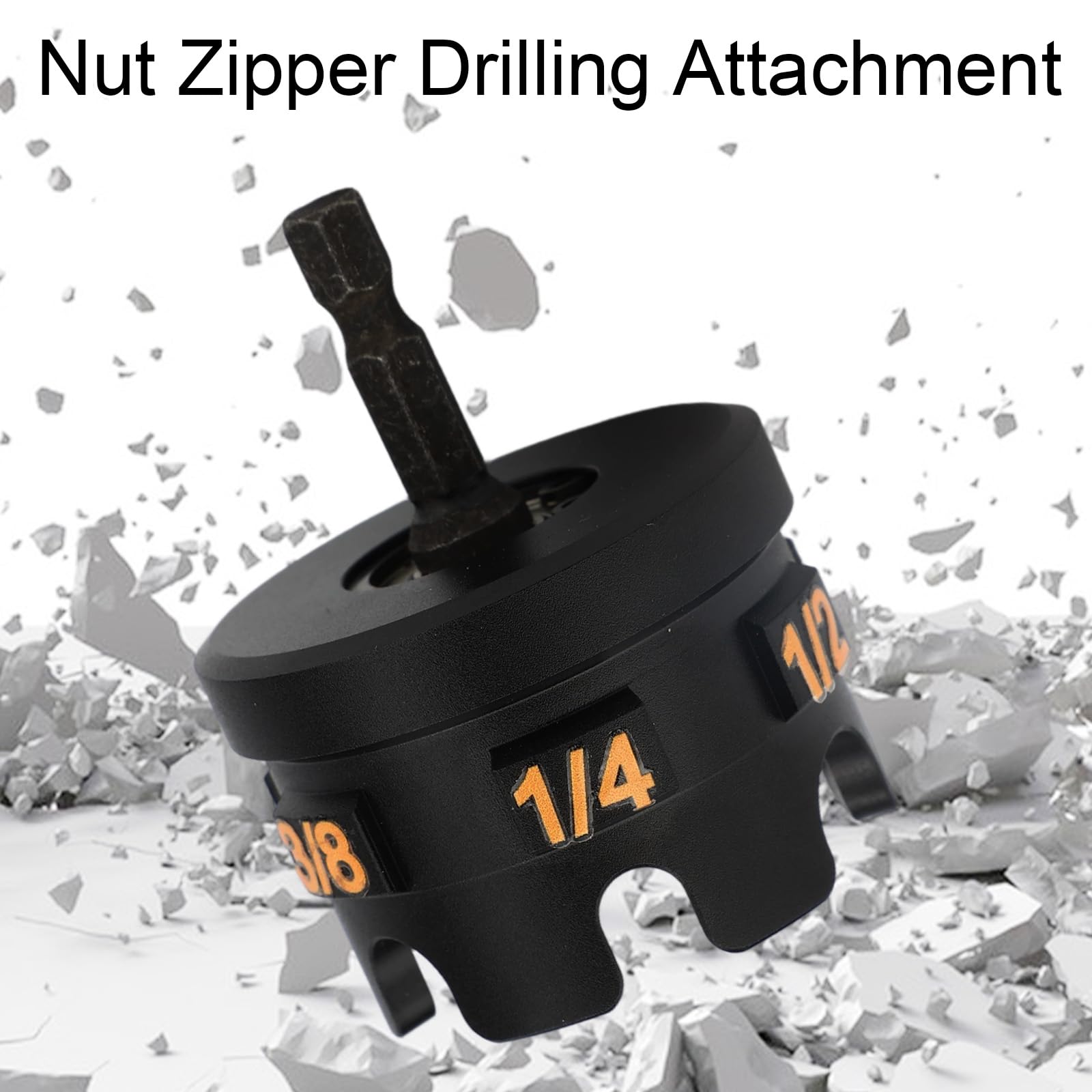 Nut Zipper Drill Attachment - Fast Nut Installer For 1/4, 3/8, 1/2 Threaded Rods, Conduit & Strut System Tool Removable Zipper