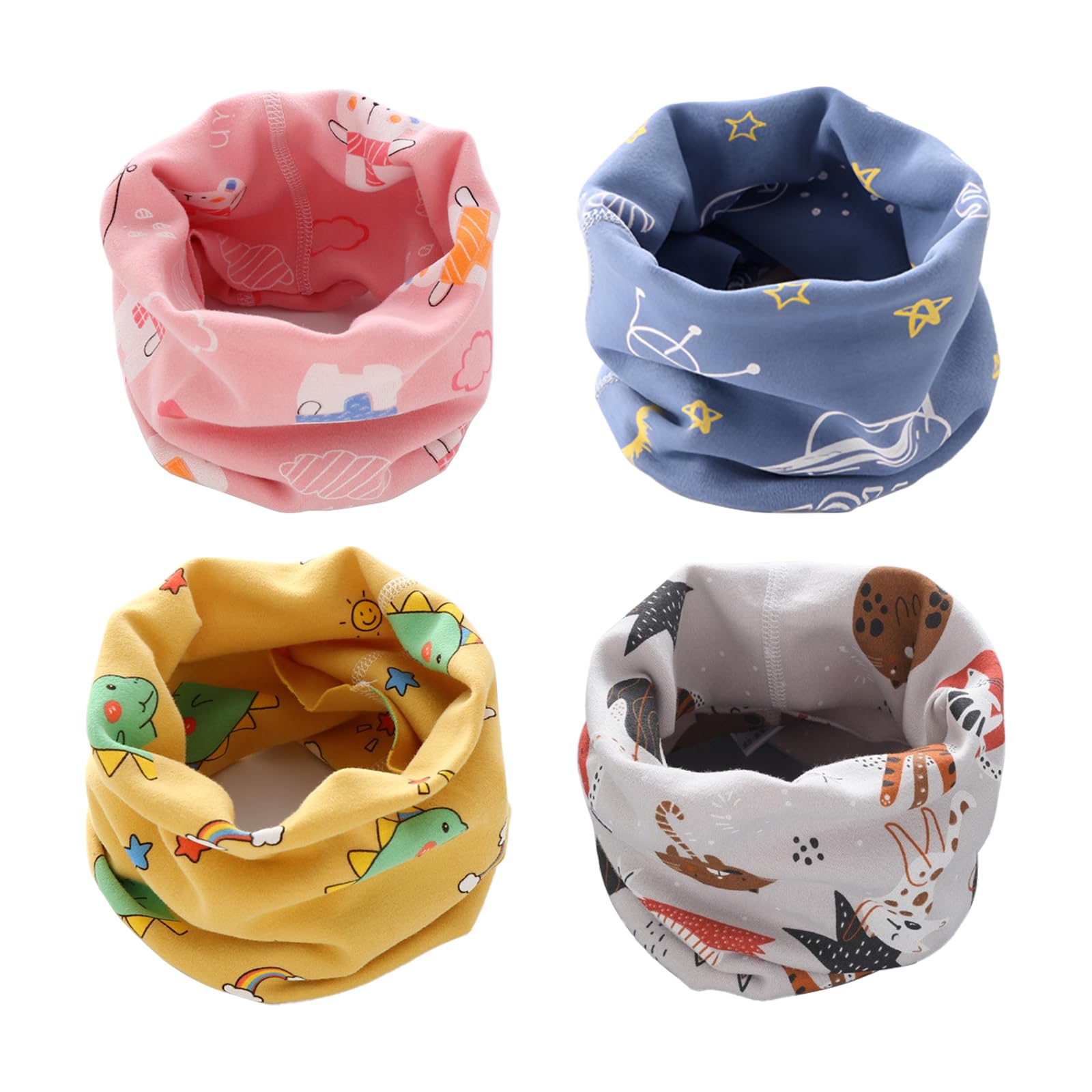 Amexo 4 piezas Pañuelos de Cuello para Niños, Bufanda Algodón Bebé, mantener caliente elasticidad Braga Cuello Bebé, Multifuncional resistente al viento Niños Bufanda para invierno primavera y otoño