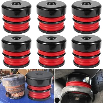 Silicone Body Mount Kit for 2008-2016 Ford F-250 F-350 Regular Cab Extended Cab Superior Silicone Cab Mount Bushings Improve Bumpy Ride Durable Components Outperforms OEM and PU Mounts Red 6 Pack