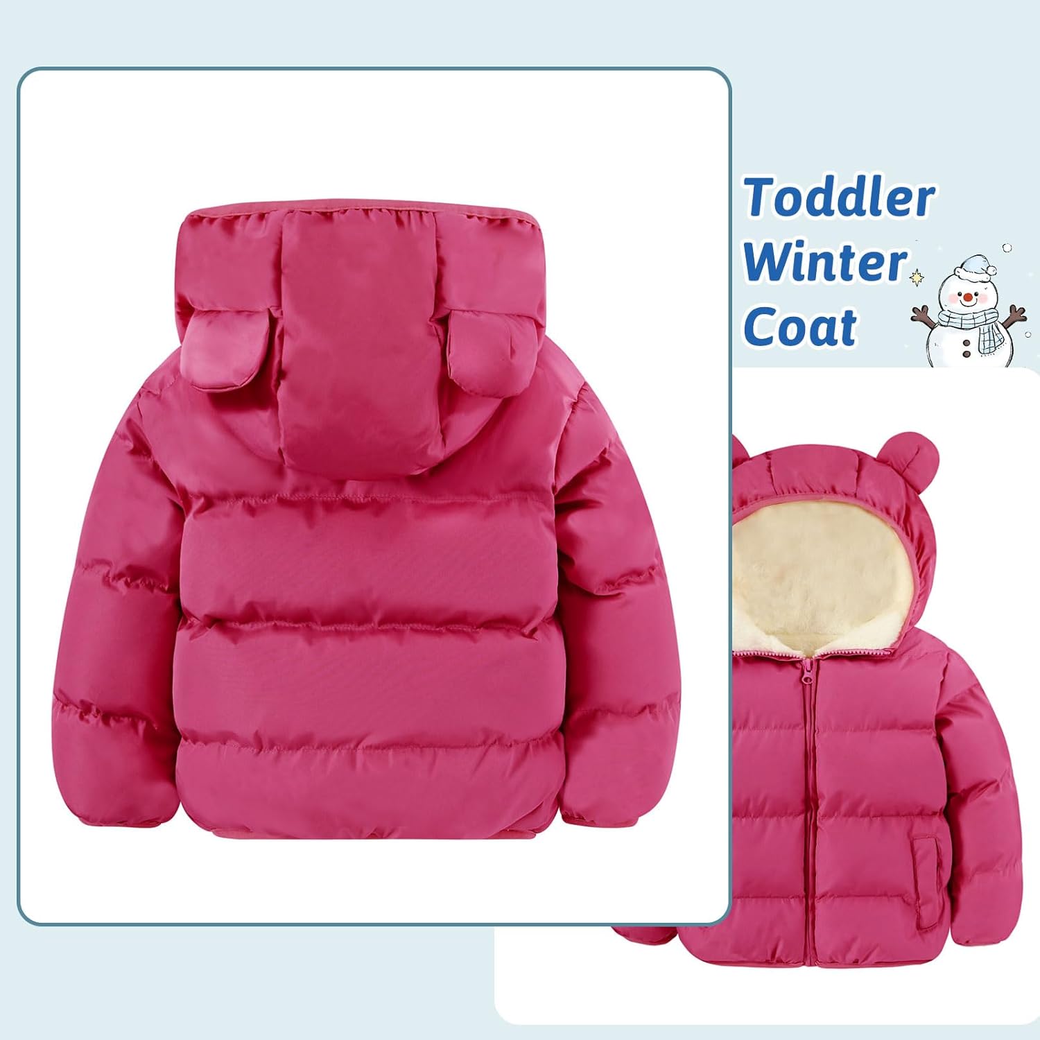 BFUSTYLE Baby Toddler Coat Boys Girls Bear Ear Hooded Puffer Jacket for kids 6M-5T - Image 2