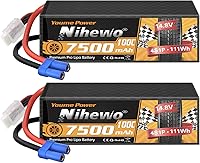 Vista 1 de Paquete de 2 baterías Lipo 4S, 14.8 V 7500 mAh Lipo Baterías Hardcase 100C EC5 Plug Compatible con Arrma E-flite 1/5 1/6 1/7 1/8 Escala RC Coche