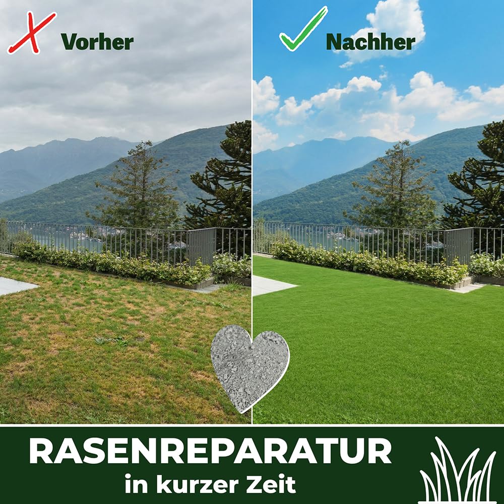RasenHerz Rasenkalk 50 kg für dichten, grünen Rasen Rasenpflege, Bodenverbesserer, Nährstoffe, Diabas petigi