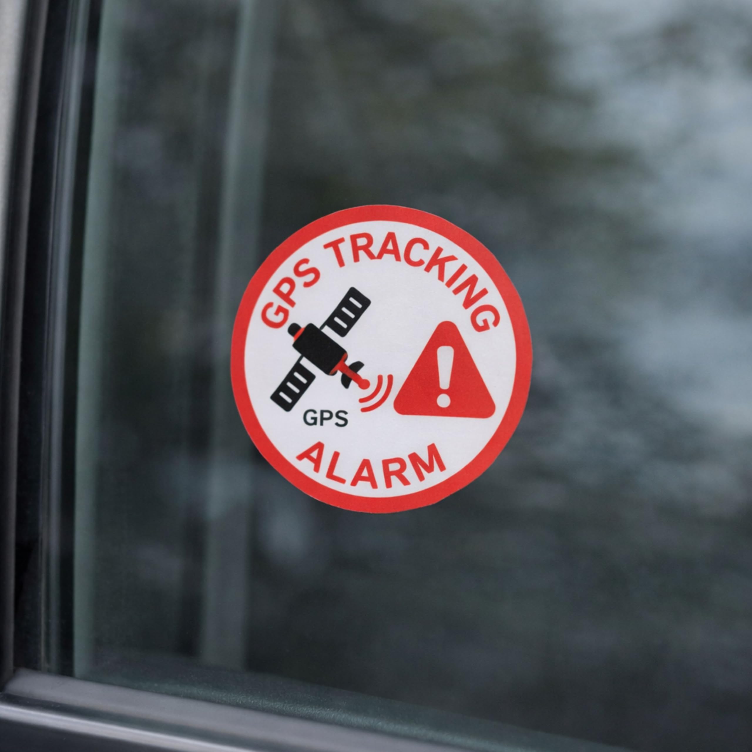Zestaw naklejek "GPS TRACKING ALARM", 12 szt, Ø 3 cm, folia samoprzylepna, klej zewnętrzny, naklejka ostrzegawcza do użytku wewnętrznego i zewnętrznego, naklejka alarmowa