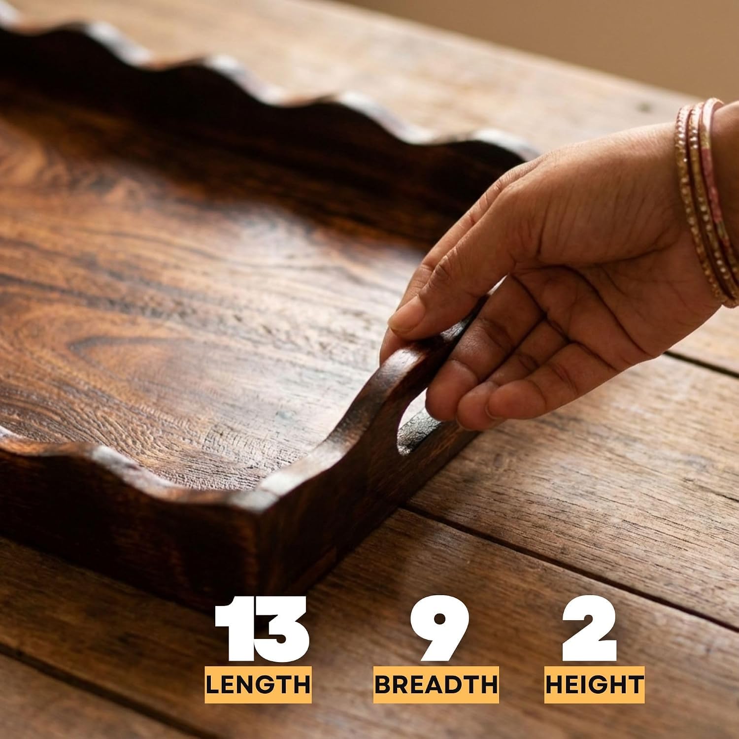 Hamdan Serving Tray - Butler Tray with Handles -5