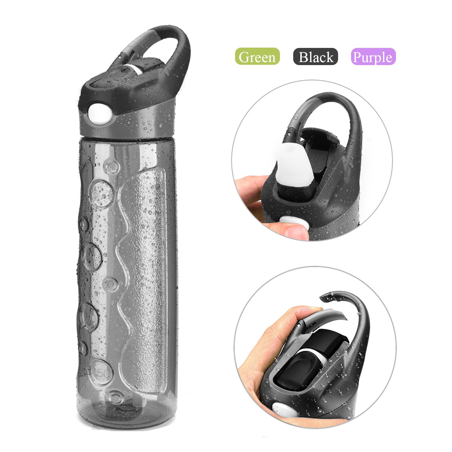 mountop Sports Water Bottle with Straw, Non-Toxic BPA Free & Eco-Friendly Button Start Direct-Drinking Bottle Perfect for Gym, Yoga, Running, Outdoors, Hiking and Camping 700ml / 24oz
