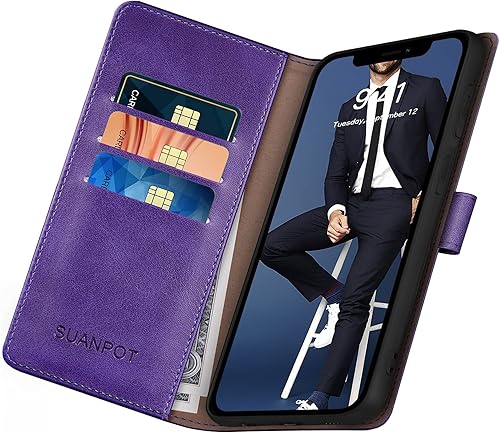 Miniatura 20 de SUANPOT for iPhone 13 Pro（Non iPhone 13 6.1 5G with RFID Blocking Wallet case Credit Card Holder,Flip Book PU Leather Phone case Shockproof Cover