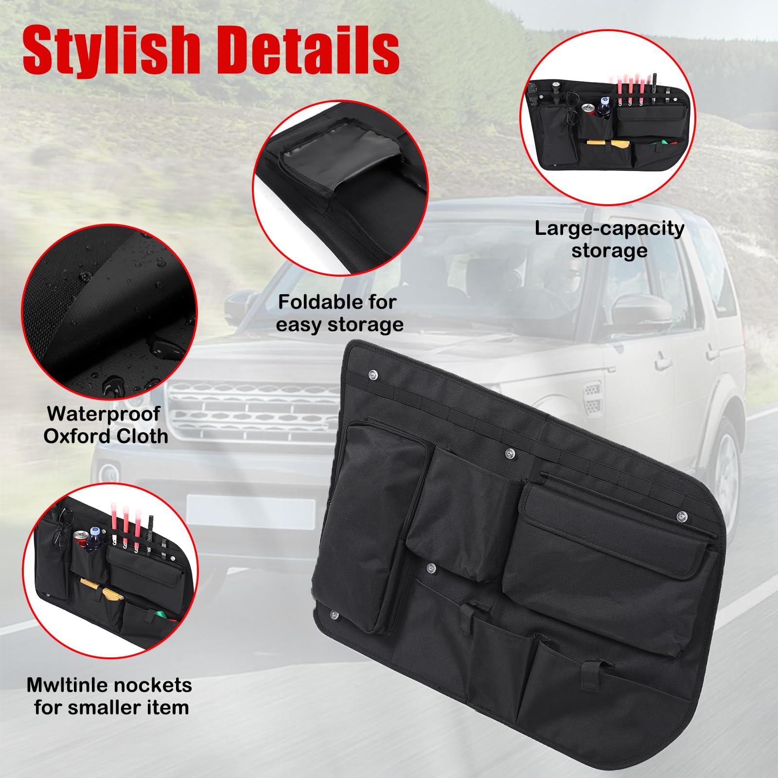 METYOUCAR Organizador de maletero de coche para L&a&nd R&o&ver Discovery 4 LR4 2010-2016, bolsa de almacenamiento para maletero, bolsa de herramientas con impermeable, multifuncional, gran capacidad