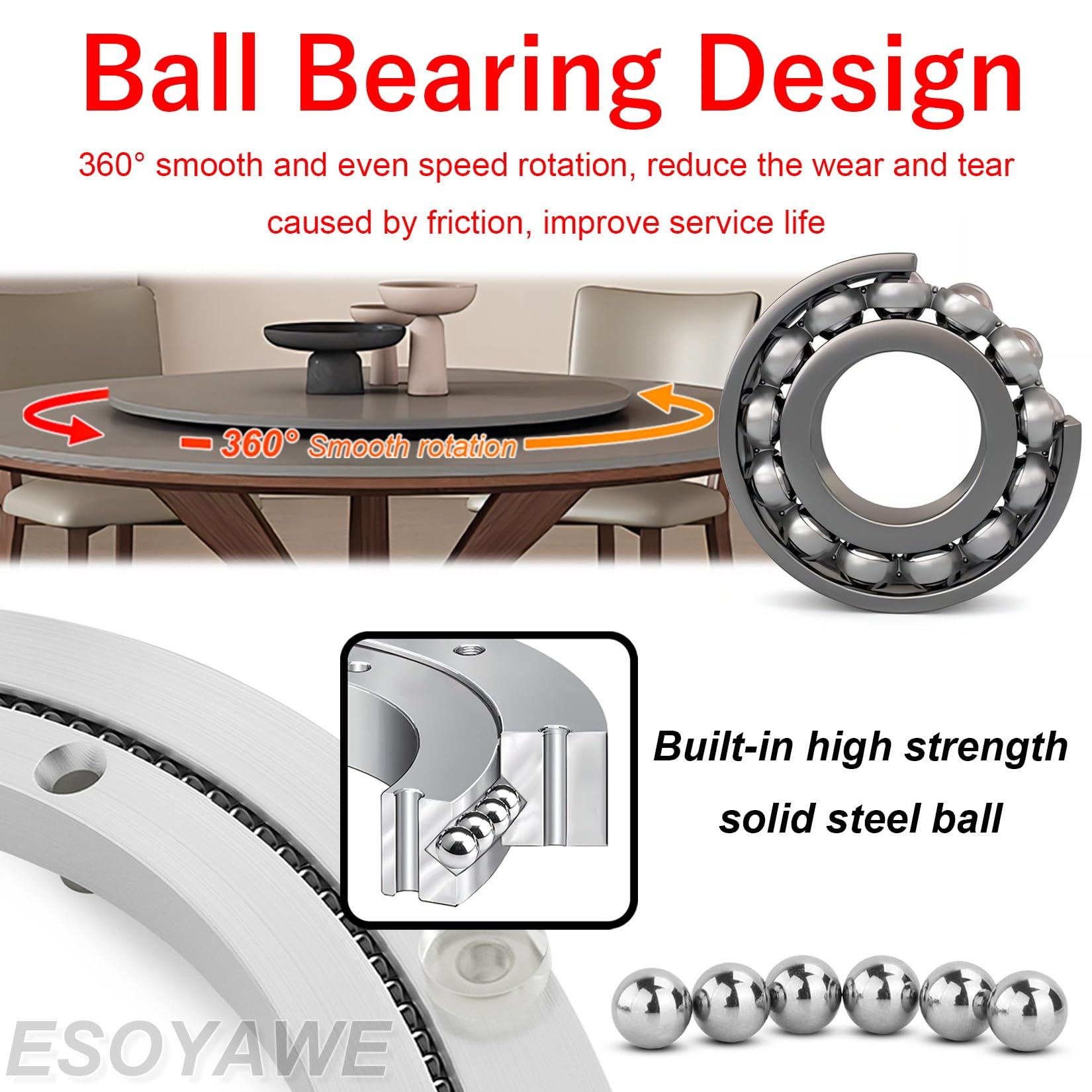 Piatto Girevole 16 Pollici - Base Rotante 360° Per Tavoli Da Pranzo - Foto 14