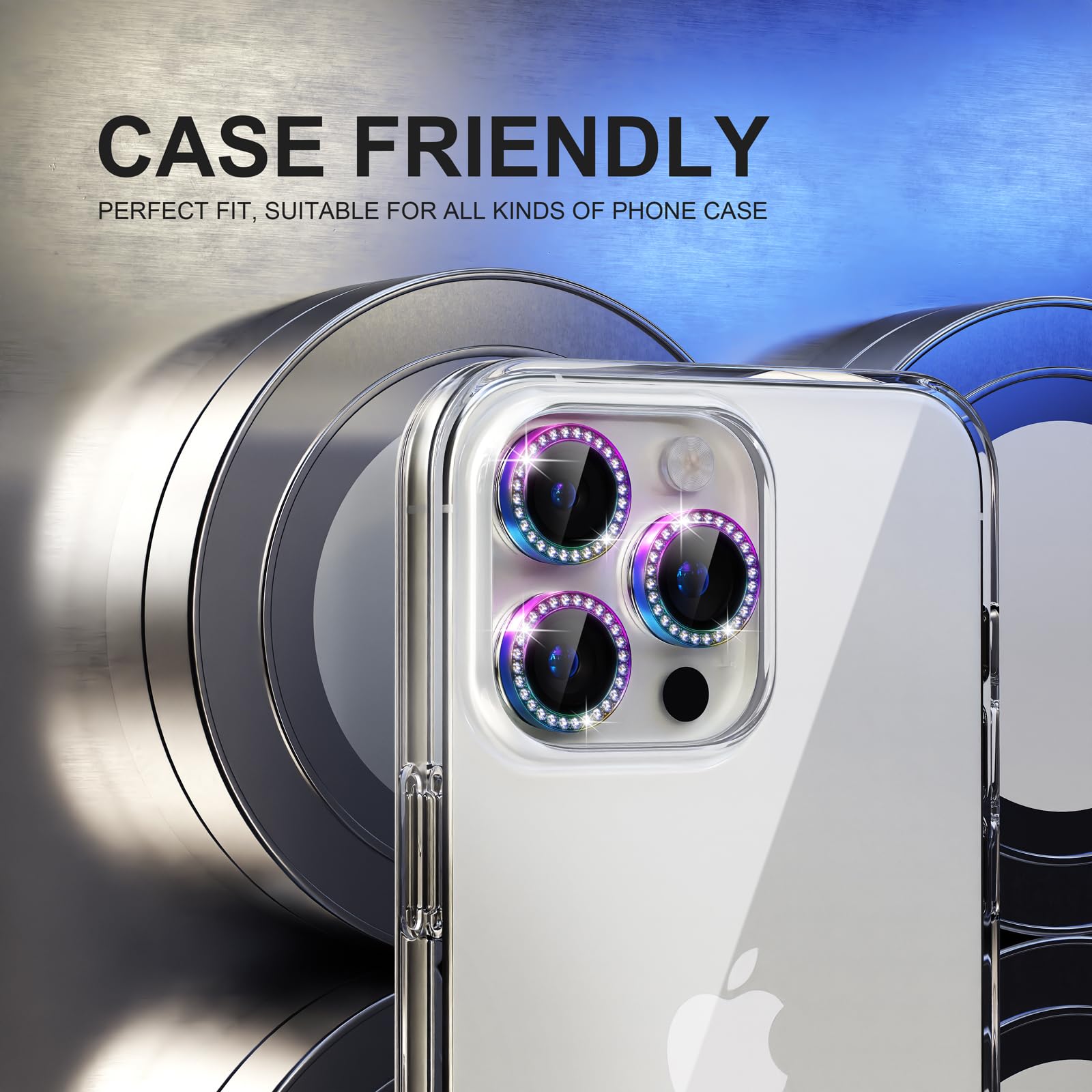 GIOPUEY Camera Protector For IPhone 15 Pro Max, Bling Crystal Diamond Camera Protection Ring, 9H HD Tempered Glass, IPhone 15 Pro Camera Lens - View #8