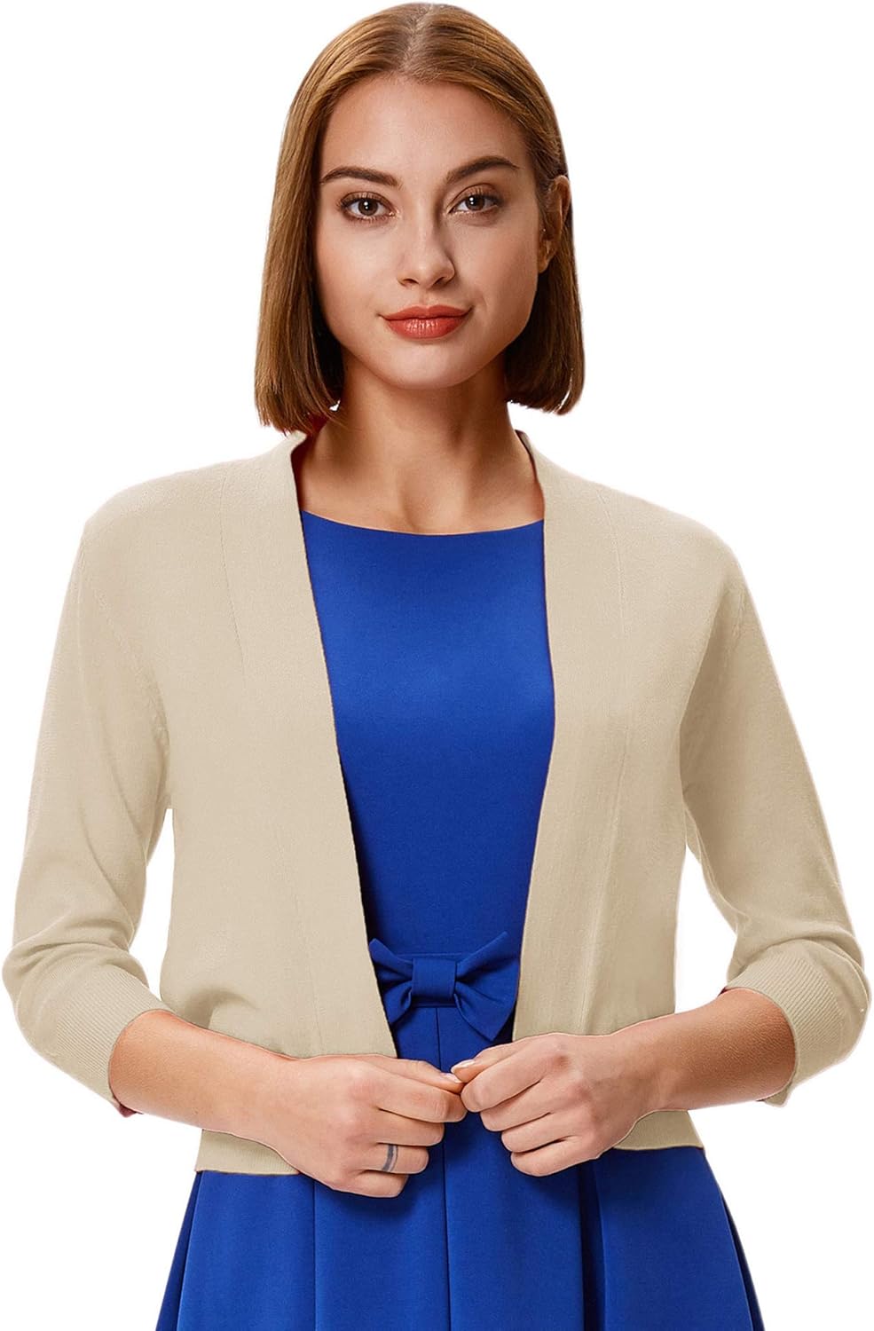 GRACE KARIN Women Cardigan Sweaters Lightweight Knit Cropped Cardigans Trendy 3/4 Sleeve Shrug Bolero S-3XL - Image 2