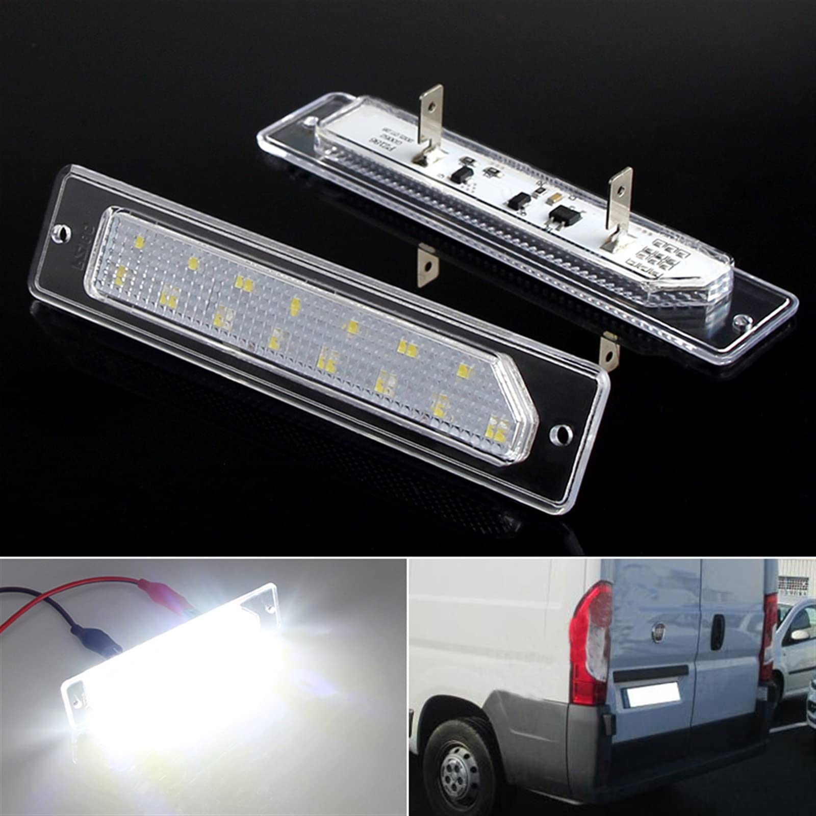 2 Luces LED Blancas Canbus SMD para matrícula lámpara de número para Fiat Ducato Peugeot Boxer Citroën Jumper Bus Box Relay Trailer.
