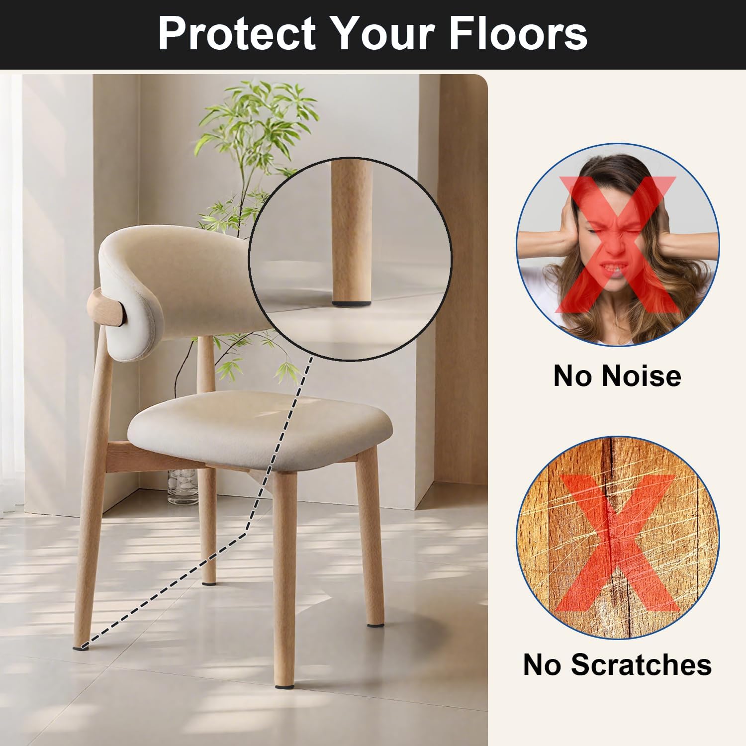 48 PCS Felt Furniture Pads, 1-inch Round Black Chair Felt Pads, Felt Pads for Furniture Feet to Protect The Floor from Scratches,Reduce Noise