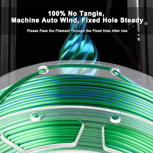 Miniatura 4 de AMOLEN Paquete de filamentos para impresora 3D de ácido poliláctico de seda de doble color, 0.069 in, filamento de impresión 3D PLA que cambia de