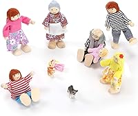 Vista 4 de Skylety 10 piezas de figuras de personas en miniatura de madera para casa de muñecas, muñecas de madera, figuras de madera para jugar, accesorios