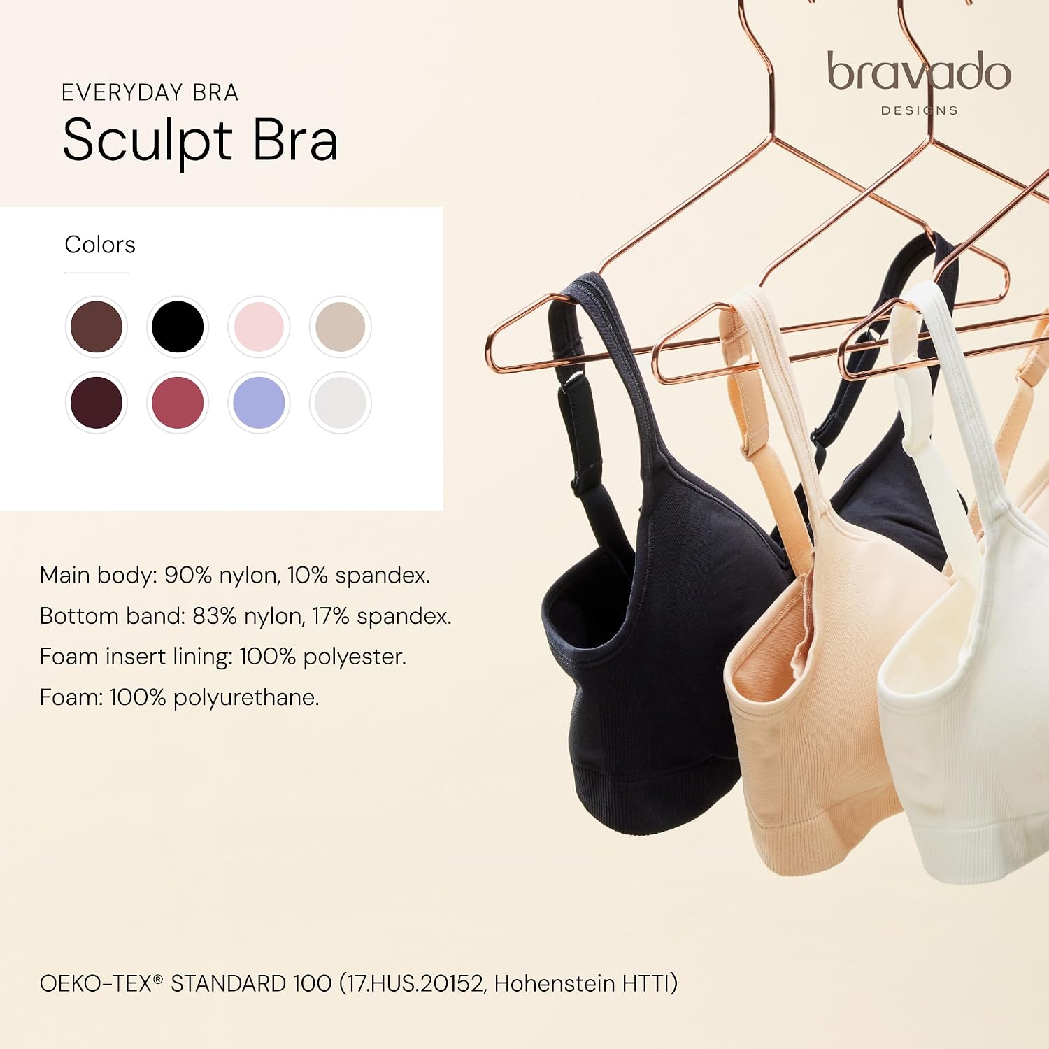 Bravado Designs Everyday Bras for Women, Sculpt Full Coverage, Supportive T-Shirt Bra, Smoothing Seamless Stretch Wirefree