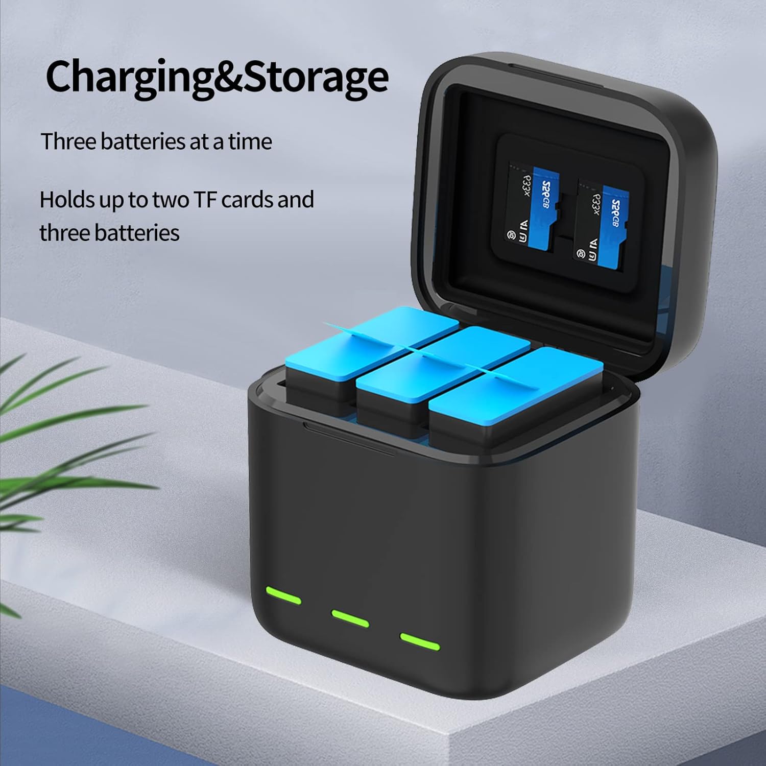 Battery Charger for GoPro Hero 12 11 10 9 Black, TELESIN 2-Pack Replacement Batteries with Triple Charge Case Type-C Charging Cord for Original Go Pro Hero 12 Hero 11 Hero 10 Hero 9 Camera Accessories