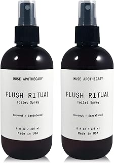 Muse Bath Apothecary Flush Ritual - Aromatic & Refreshing Before You Go Toilet Spray, 8 oz, Infused with Natural Essential Oils - Coconut + Sandalwood, 2 Pack