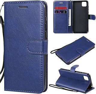 SATURCASE Funda para Huawei Y5p Clásica PU Cuero Flip Magnet Wallet Stand Ranuras para Tarjetas Funda Protectora con Correa de Mano para Huawei Y5p (XD-Azul)