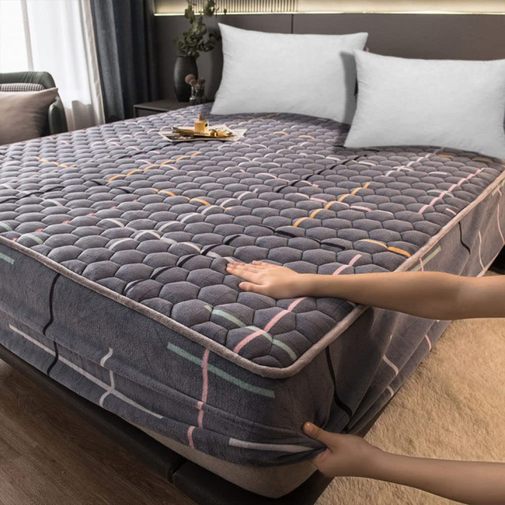Drap-housse chaud d'hiver matelassé 120x200 cm pour lit une place