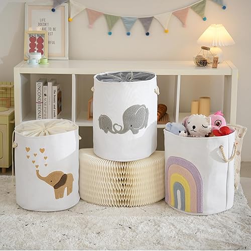 Miniatura 7 de INough Cesta de bebé extra grande, cesta de juguetes para niños, cesta de lavandería para ropa sucia de bebé, cesta de almacenamiento plegable de