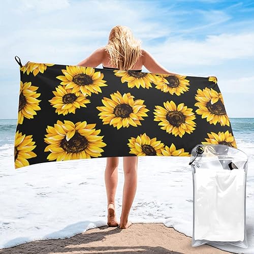 DCEHGEW Spring Sunflowers - Toalla de baño de microfibra de secado rápido toalla de campamento de secado rápido toalla de playa súper absorbente con