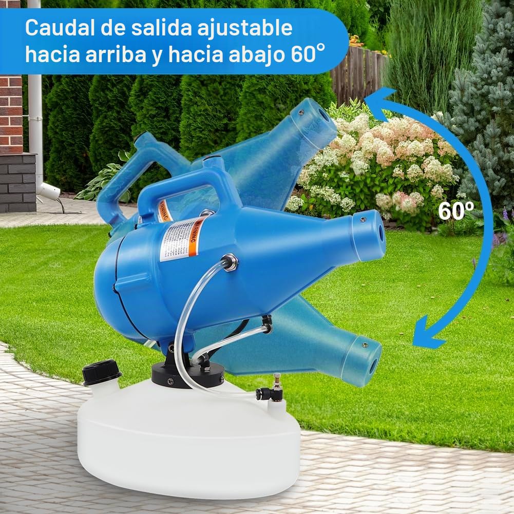 Nebulizador Eléctrico ULV, Pulverizador Portátil, 4,5 L (1,2 galones), Pulverizador Eléctrico ULV, Nebulizador Frío para Interiores y Exteriores, Distancia de Pulverización de 8