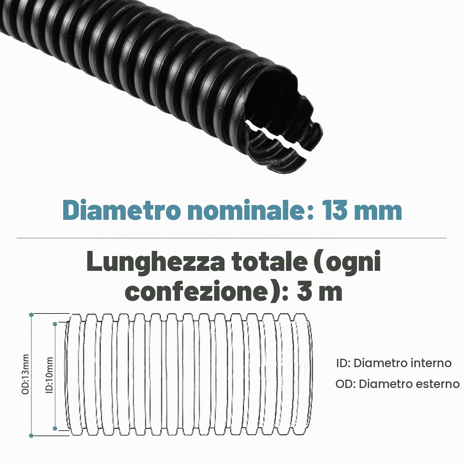 Guaina per Cavi Elettrici, Tubo Corrugato Flessibile, Tubo Guaina Isolante Protettivo Cavo Filo per la Gestione di TV, Computer, Case, Uffici e Giardini. Protezione Anti-Morso per Cani e Gatti