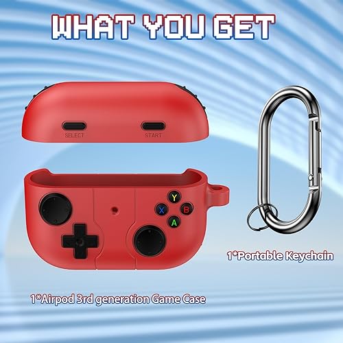 Miniatura 6 de Lopnord Funda para Airpods 3, diseño de consola de videojuegos para Airpods de tercera generación con accesorios para llavero, funda de silicona