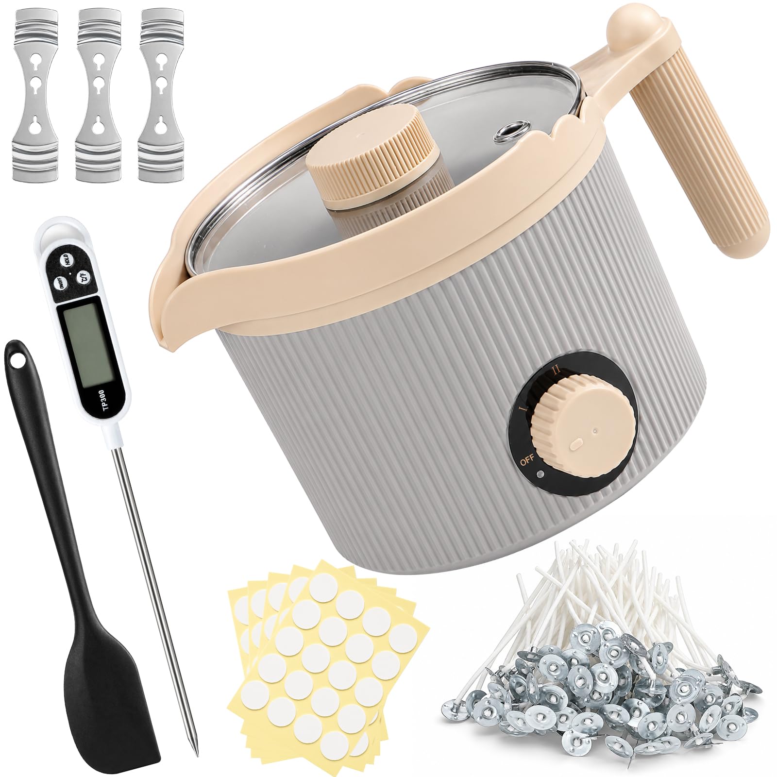 Yaskyly Fonditore Elettrico Cera 1,5L per Candele Fai da Te | Kit Completo, Beccuccio Versatore Incluso, Uso Domestico, Capacità 1,5L, Facile da Usare