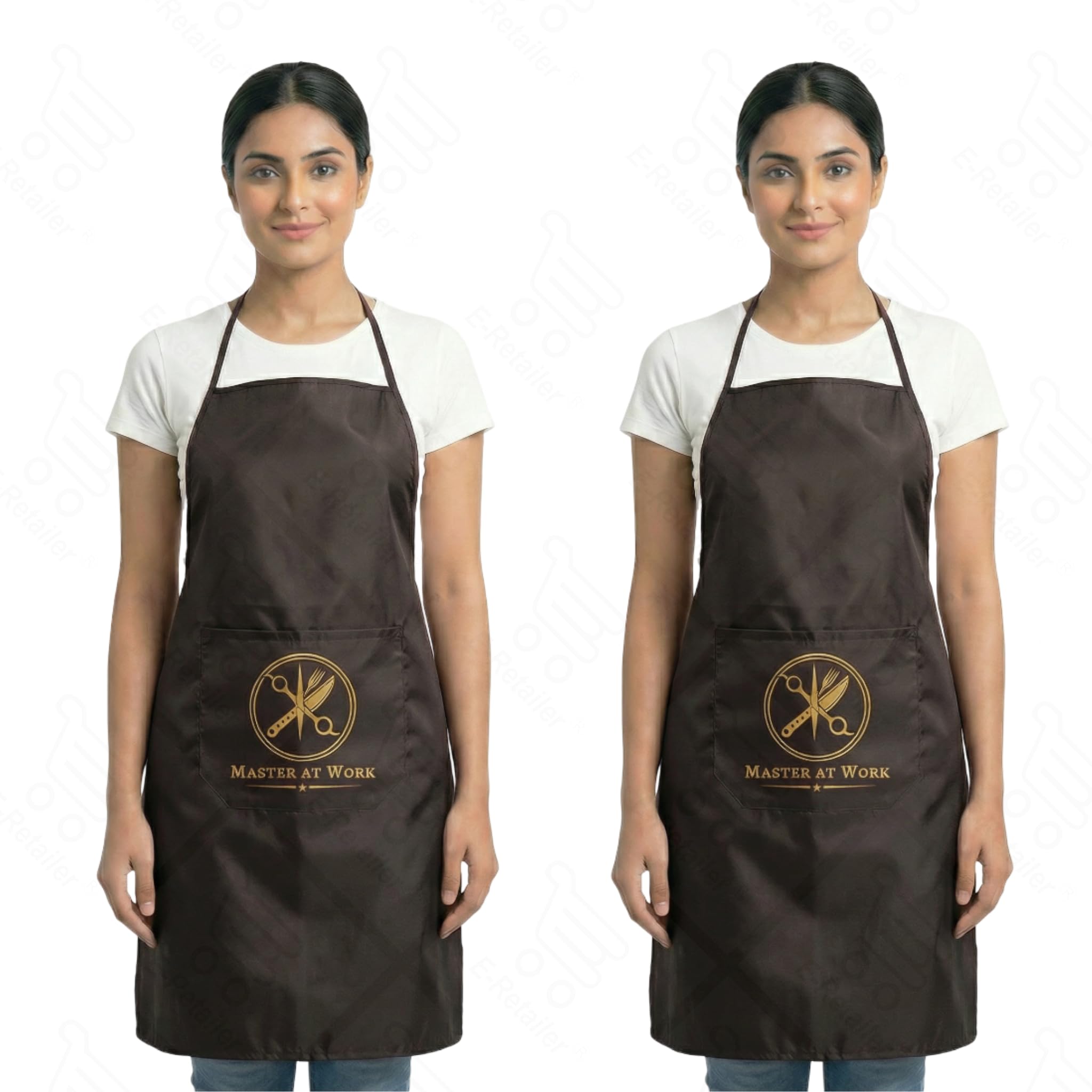 E-Retailer Waterproof Kitchen Apron for Men & Women | Premium Fabric with Front Pocket | Oil Stain Resistant Cooking Apron for Kitchen Salon Cafe Restaurant Baking Gardening | Universal Fit