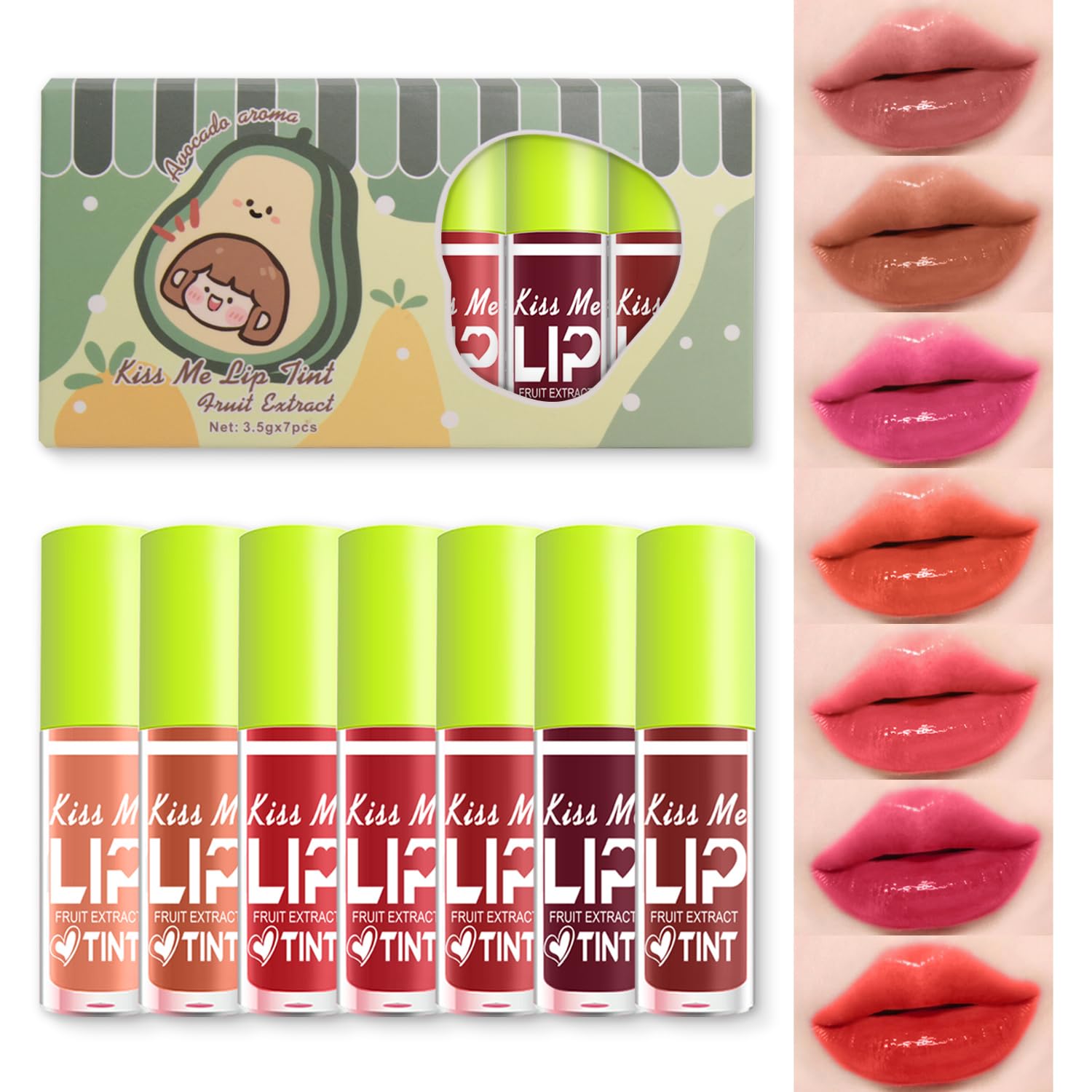 Amazon.com : 7 Colors Lip Tint Stain Set, Watery Lip Stain Mini
