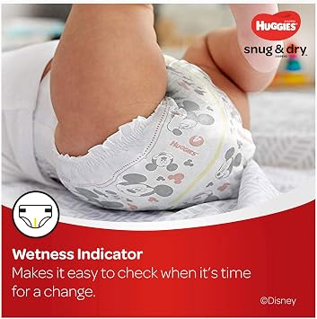Huggies Snug & Dry Baby Diapers, Size 4, 100 Count, 22-37 lb (10-17 kg), Up to 12 Hrs Protection, Disney Mickey Mouse Designs