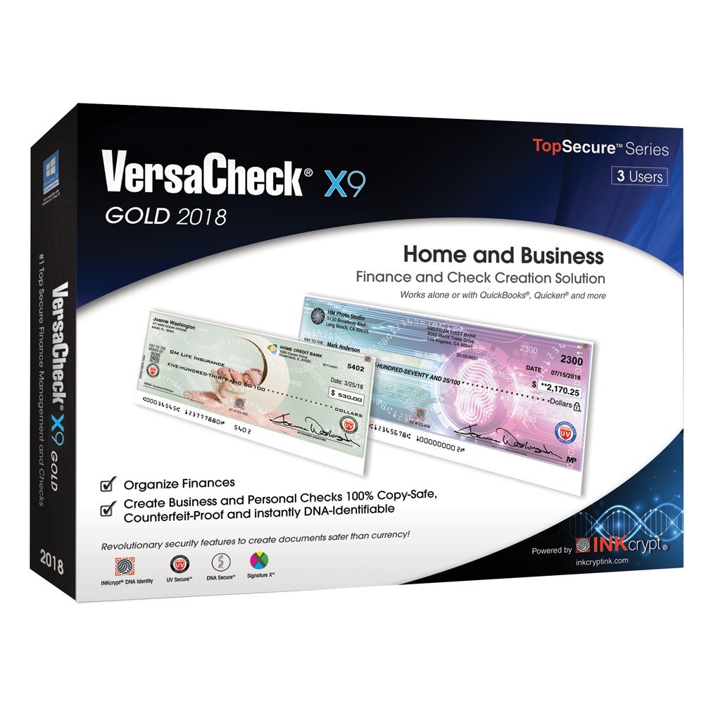 VersaCheck X9 Gold 2018 - 3 utilisateurs - Logiciel de création de chèques et de finances