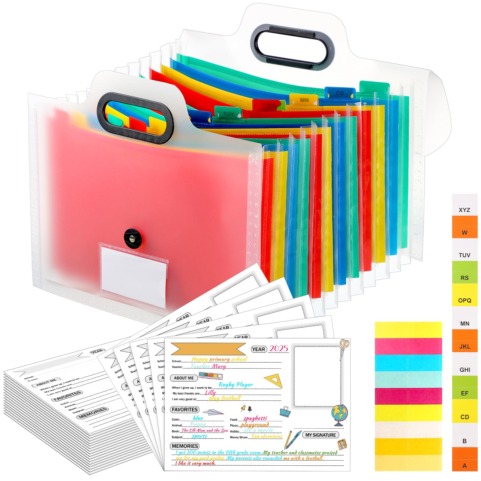 Motipuns School Memory Box K-12 Memory Book Photo Album Xmas Gifts for Kids, School Years Keepsake Scrapbook from Preschool Through 12th Grade, 13