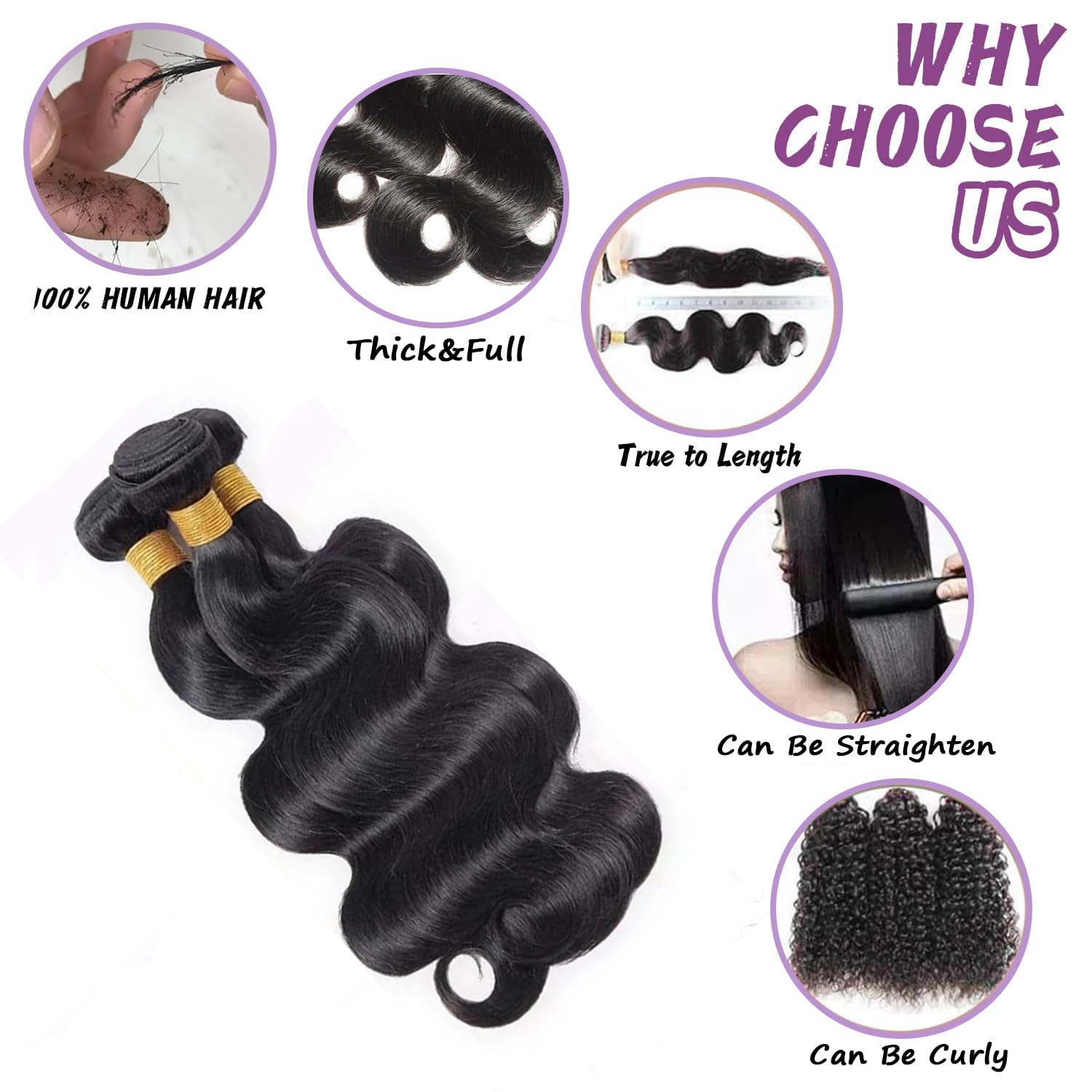 12inch Bundles Straight Bundles Human Hair 12 12 12 Inch 100% Unprocessed  main image 2
