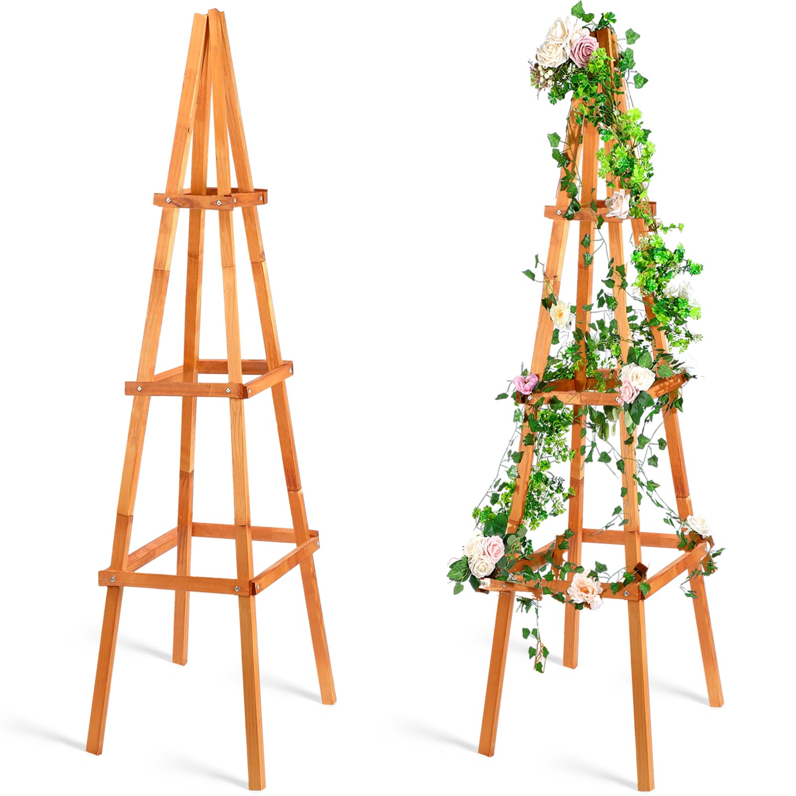 Amazon.com : Wonderjune 70.8in Tall Wooden Obelisk Trellis Outdoor