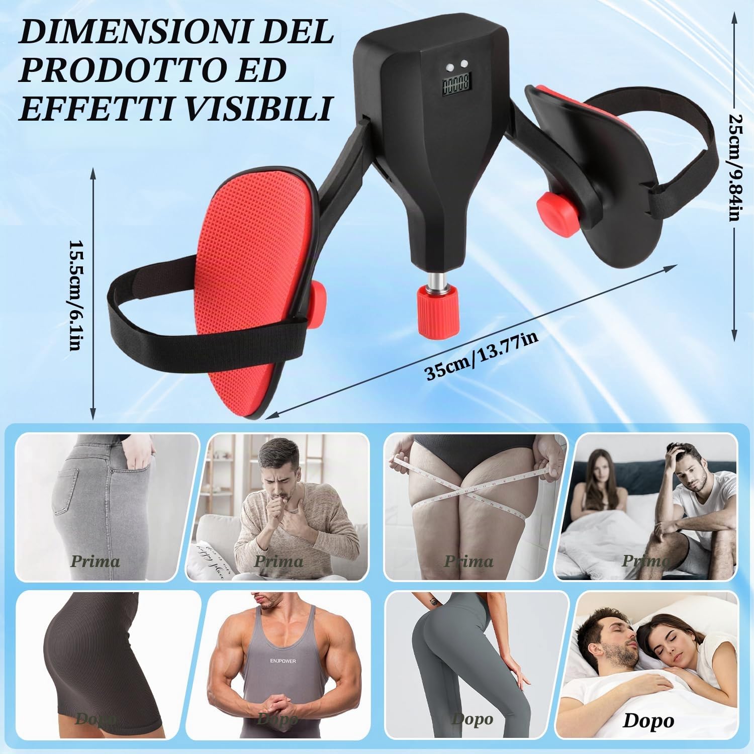Allenatore Muscolare del Pavimento Pelvico per Uomini, Clip Multifunzionale di Riparazione Pelvica per Gambe con Contatore, Esercizio Muscolare della Coscia Regolabile a 360°