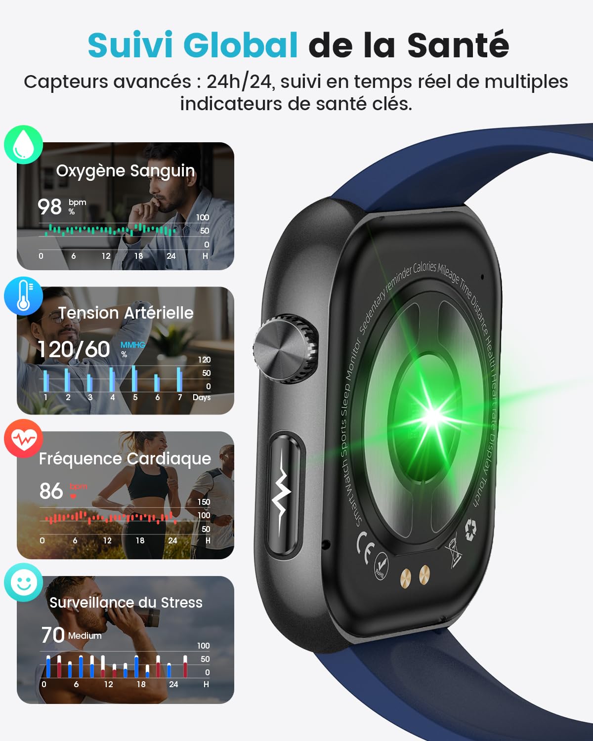 2026 Nouvelle Montre Connectée Homme avec ECG, HRV, 𝐆𝐥𝐲𝐜é𝐦𝐢𝐞, Tension Artérielle, 1,97" AMOLED Montre de Santé avec Suivi 24H la Fréquence Cardiaque, SpO2, Suivi du Sommeil, IMC, iOS Android