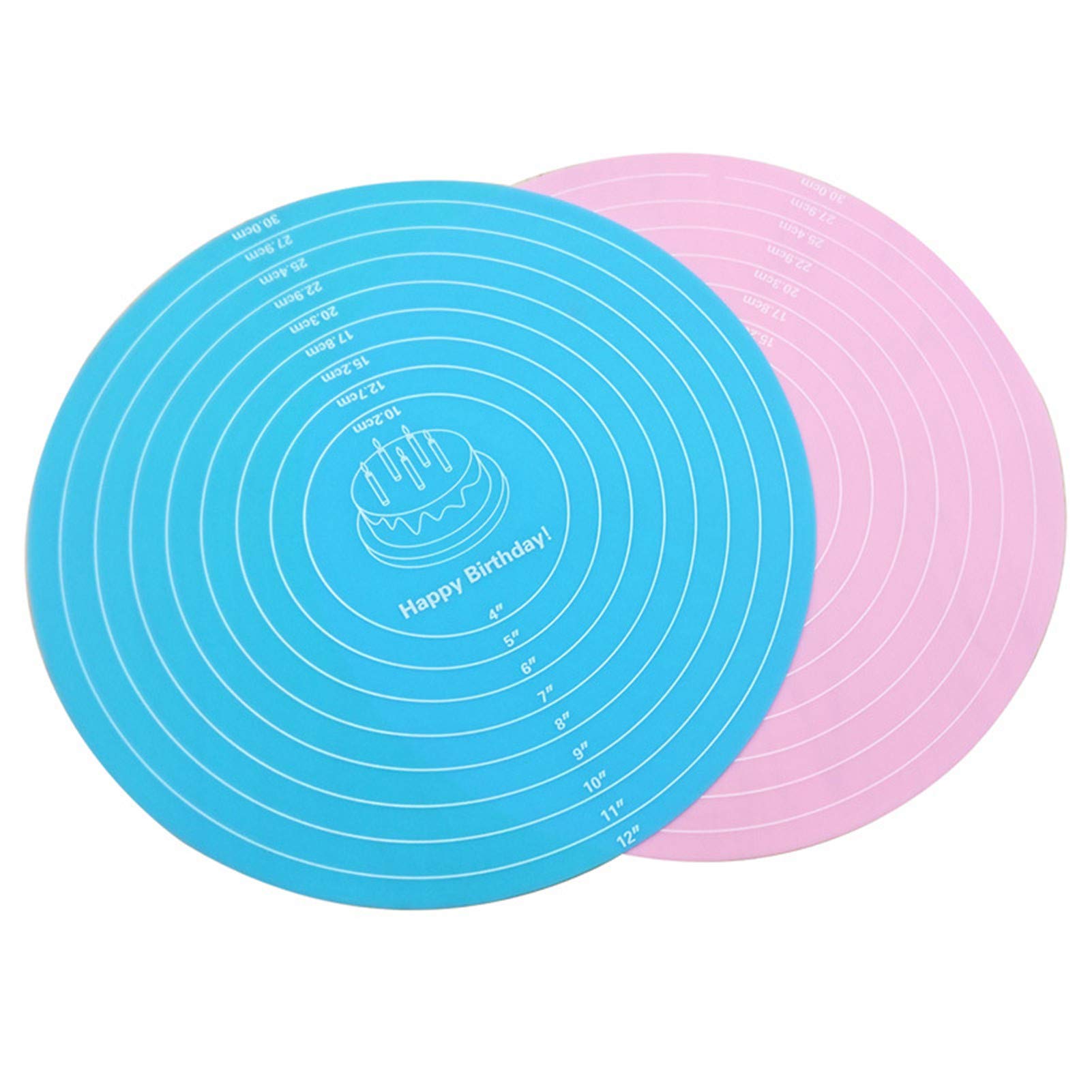 Dubens Pink Set Of 2 Round Silicone Baking Mat Baking Mat Nonstick With Measurements Fondant Dough Pastry Baking Mat Reusable For Fondant Pastry Pizza Mat, 30 Cm