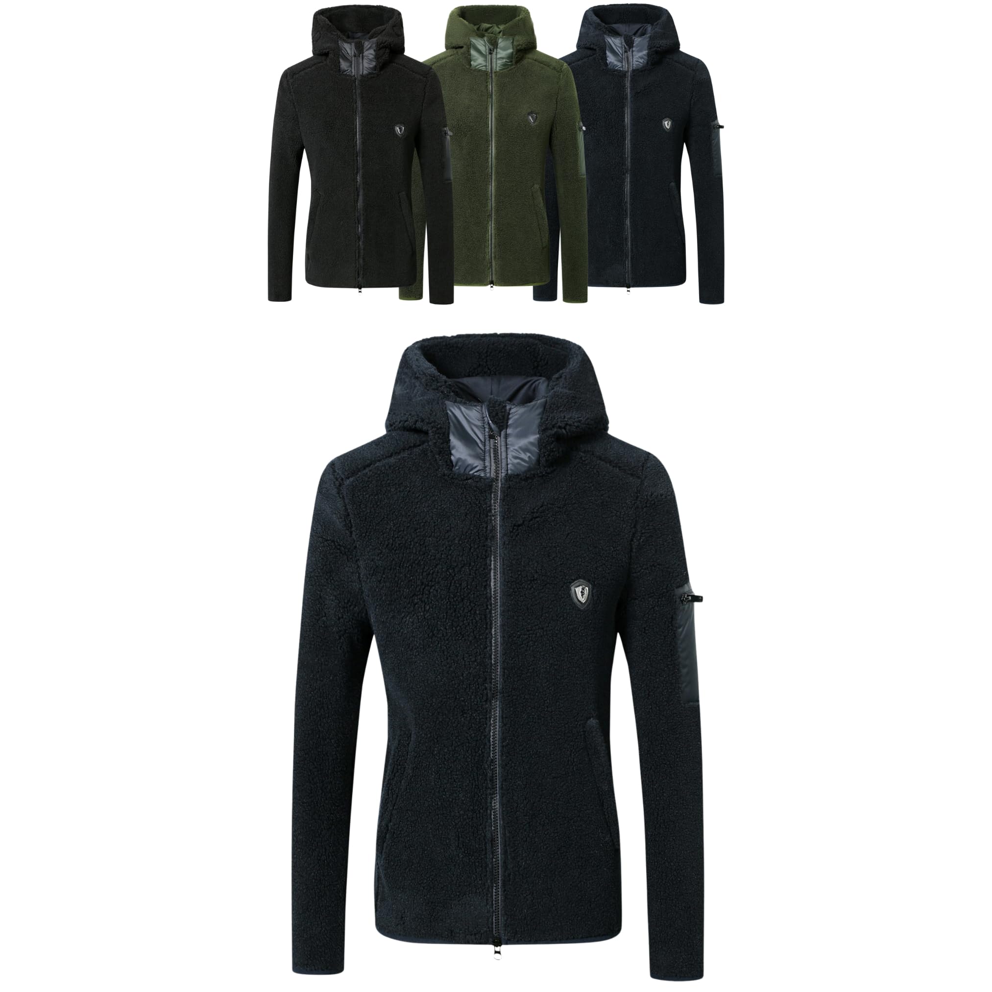 Covalliero - Damen Hoodyjacke | Zipper Hoodie aus Teddy-Fleece | Kapuzenjacke mit 2-Wege-Reißverschluss | Übergangsjacke mit 3 Taschen | Reitjacke | Reitbekleidung in 3 Farben & 6 Größen