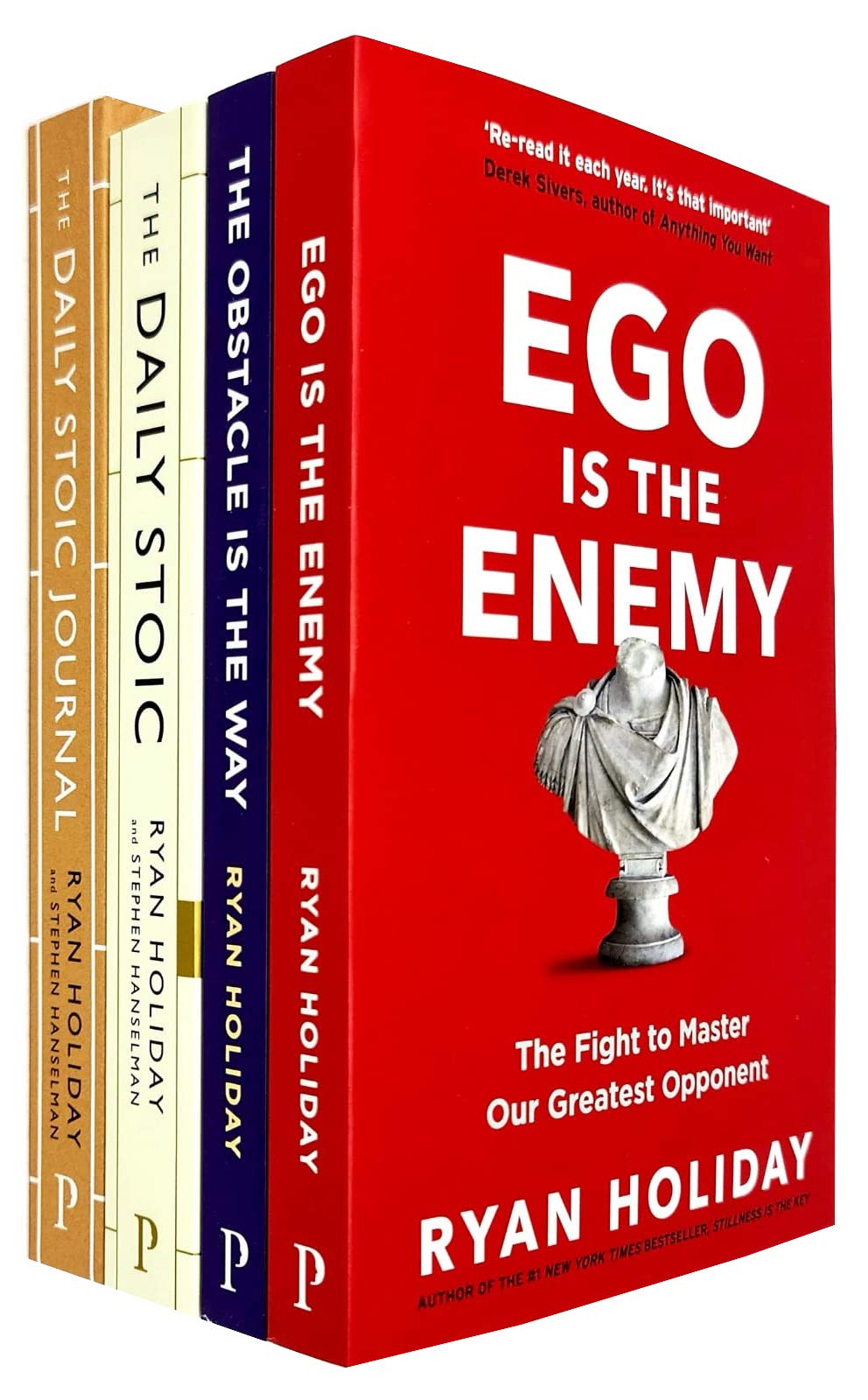 Profile Books Ryan Holiday 4 Collection Set (The Daily Stoic Journal [Hardcover], The Daily Stoic, The Obstacle Is The Way, Ego Is The Enemy)