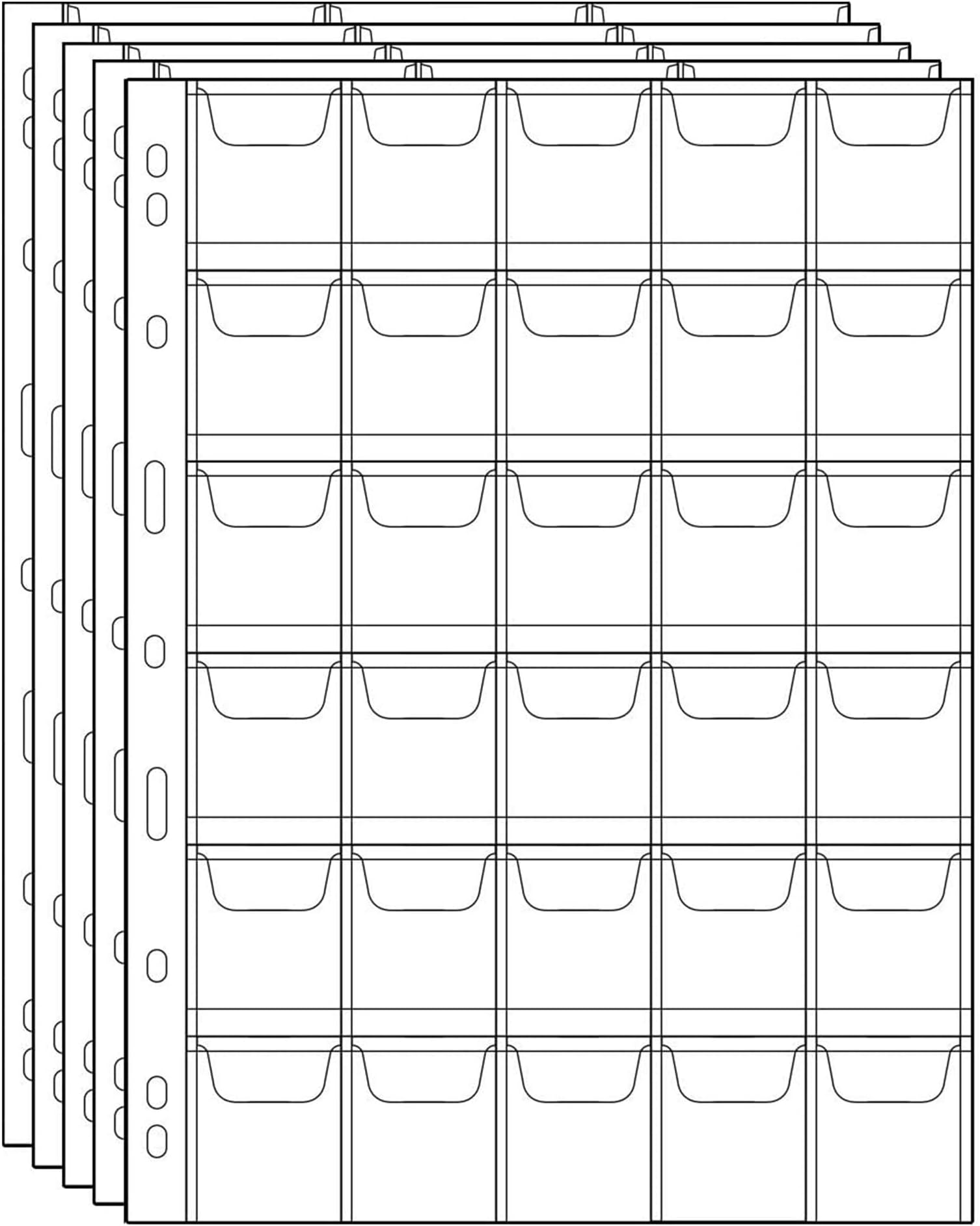 Uncle Paul Coins Protectors, 30 Pockets – 5 Sheets, Storage Inserts for 9 Holes Standard Coins CS03530