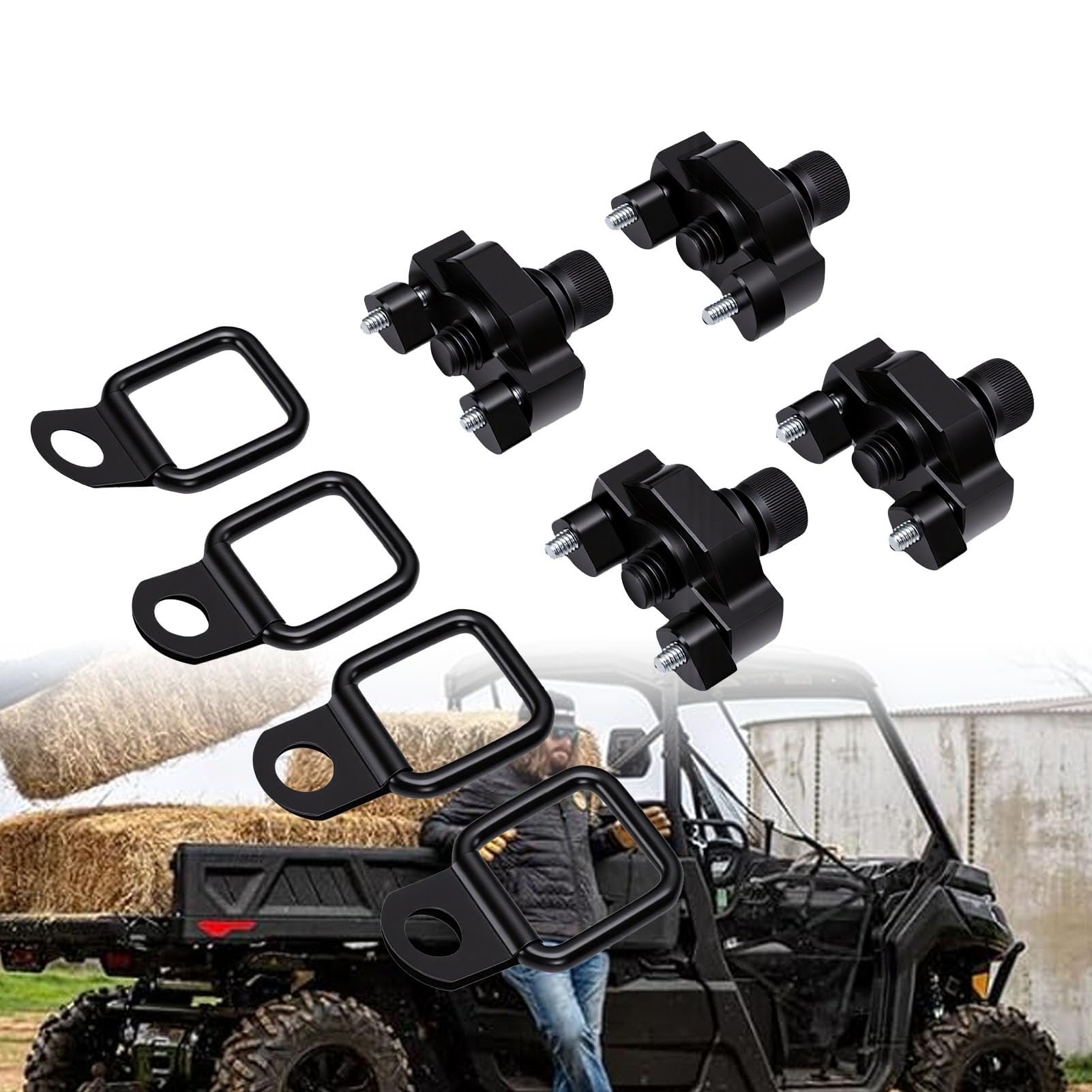 Yctze Ancrages D Arrimage ATV, Kit de Montage Ajustable avec Anneau en D for Fixation et Transport de Quad