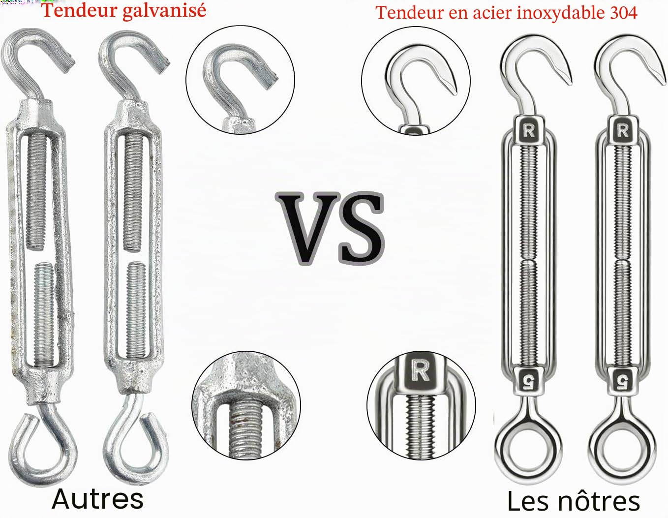 Câble métallique de 3 mm en acier inoxydable pour tuteur - Corde de suspension de lampe - Câble métallique avec tendeurs M5 (10 m)
