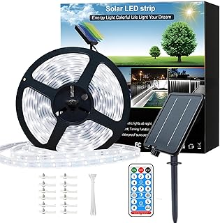 Solar-LED-Lichtstreifen für den Außenbereich, 15 m, selbstklebend, wasserdicht, 8 Modi mit Fern-Timer und automatischem Ein-/Ausschalten, perfekt für Deck, Terrasse, Wege, Camping-Dekor
