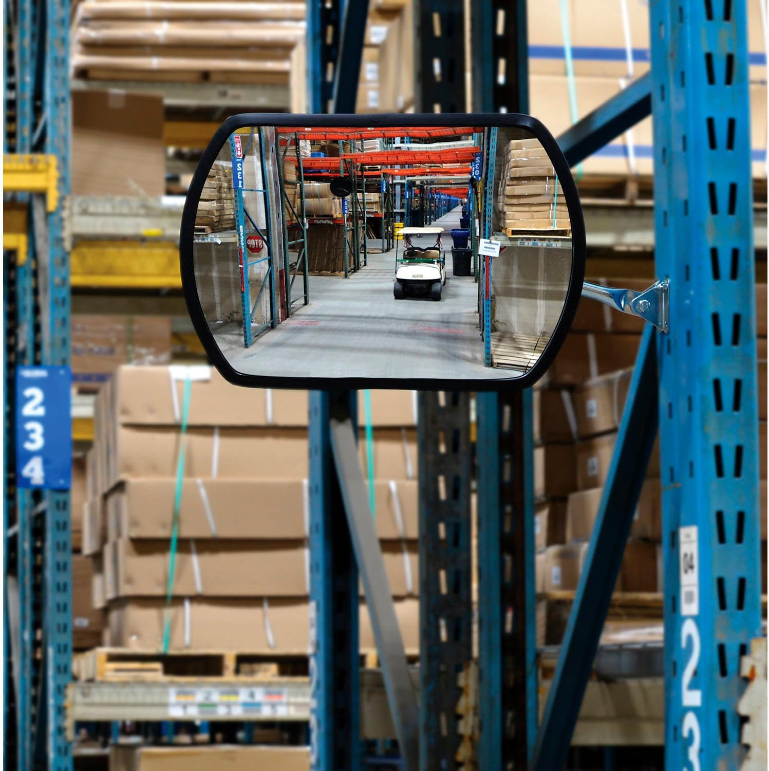 Global Industrial Roundtangular Impact-Resistant Acrylic Convex Mirror, Indoor, 12"x18",160-Degree Viewing Angle, Wall Or Ceiling Mount Safety & Security Mirror