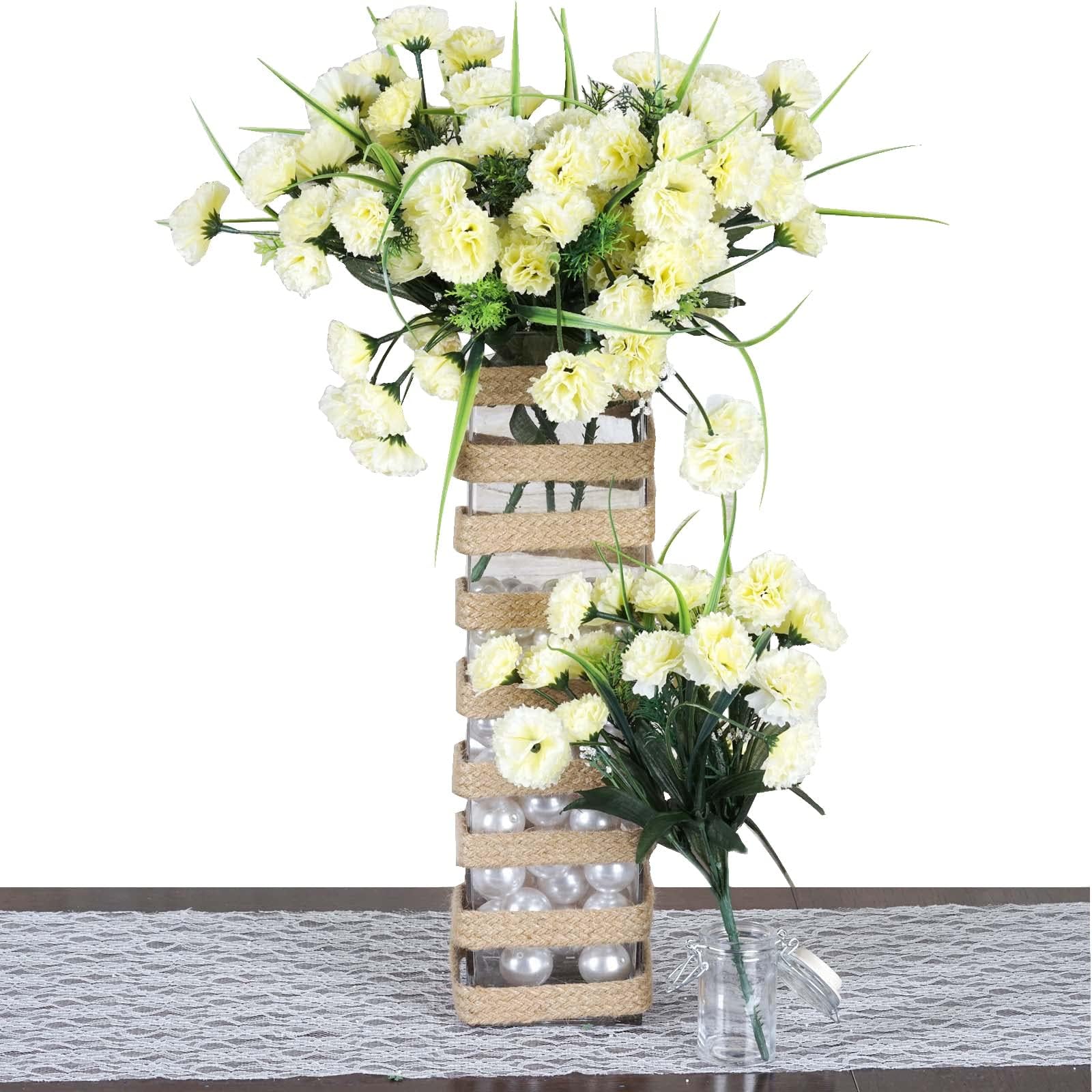 TABLECLOTHSFACTORY 252 Mini Artificial Carnations Wedding Flowers Sale - Cream