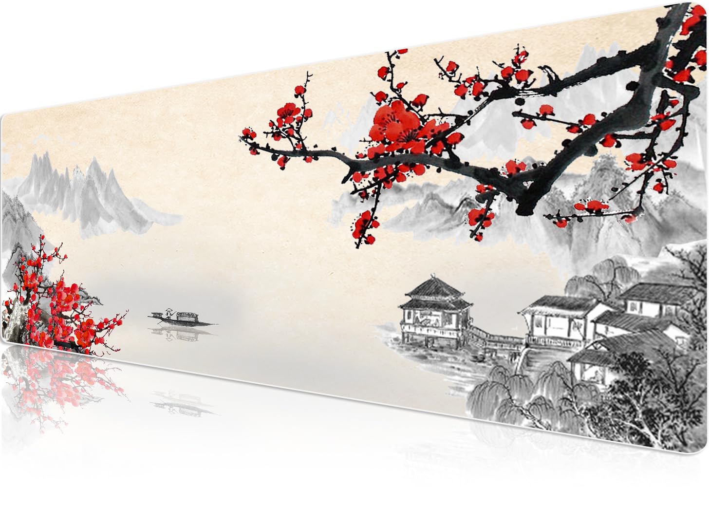 Klasse Pro - 10 Farklı Model Dikişli Kenar 90x40 cm Oyuncu Gaming Mouse Pad (Cherry Blossom, 90x40 cm)