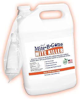 Mite Killer Treatment Spray for Home by Mite-B-Gone - Kills All Types of Mites, Dust, Spider, Rat, Carpet & Bird Mites | Safe for Homes, Furniture & Animals | Non-Toxic | Kid & Pet Friendly | 1 Gal